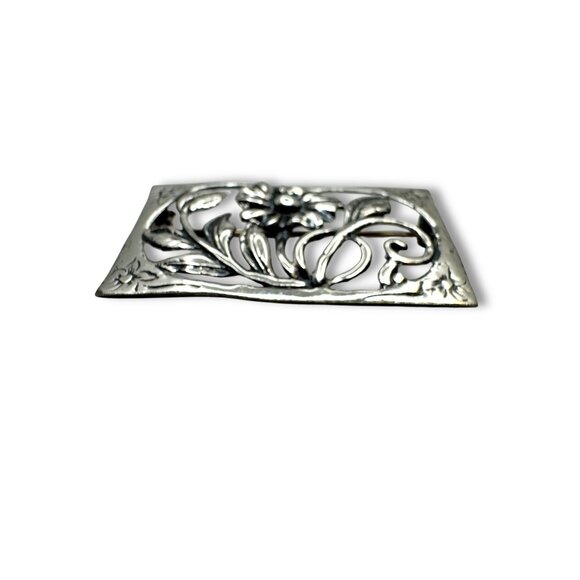 Vintage Sterling Silver Floral Brooch Pin - Picture 7 of 10